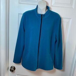 Weekends by Chicos Jacket Womens Medium 2 Teal Full Zip High Neck Texture